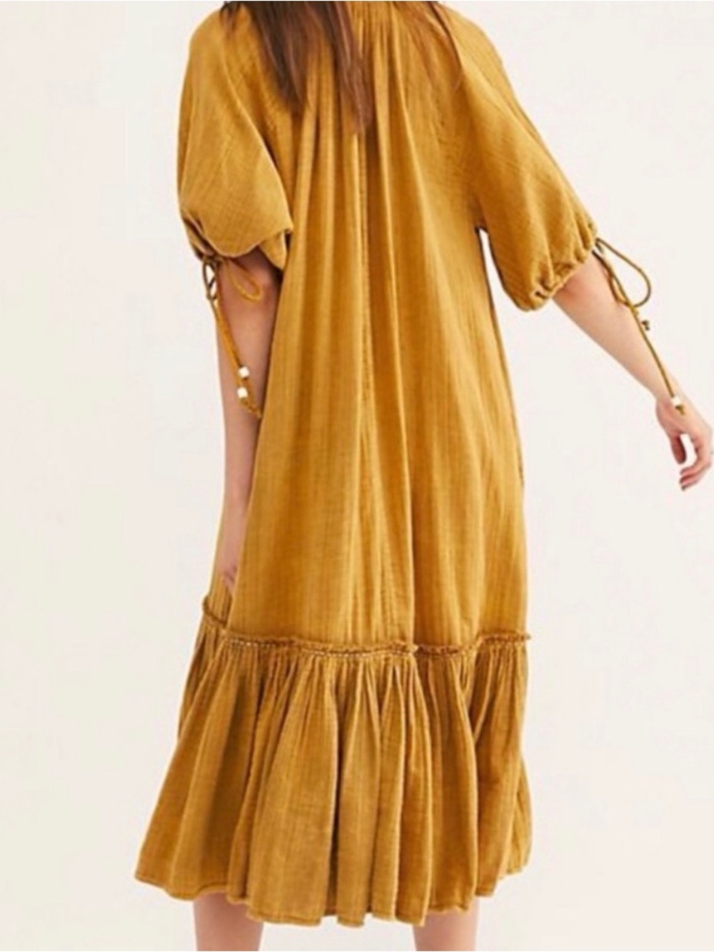 Free People Mustard Button-Front Midi Dress - Picture 3 of 5